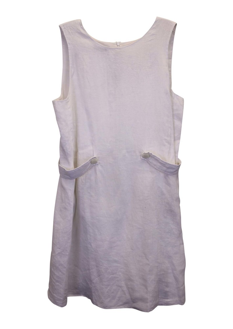 Emporio Armani Sleeveless A-Line Dress in White Cotton