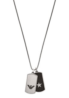 Emporio Armani Stainless Steel Dog Tag Pendant Necklace in Silver at Nordstrom Rack