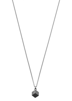 Emporio Armani Stainless Steel Gunmetal Cube Pendant Necklace at Nordstrom Rack