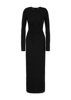 Emporio Armani Stretch Jersey Long Dress With Waist Draping