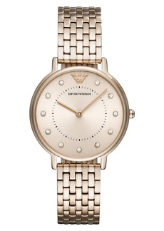 Emporio Armani Swiss Made Two-Hand Crystal Embellished Bracelet Watch