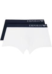 Emporio Armani Two-Pack Navy & White Boxer Briefs