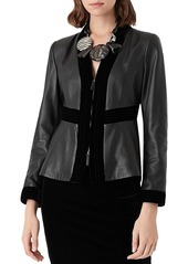 Emporio Armani Velvet Trim Leather Jacket