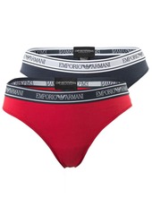 Emporio Armani Women's Iconic Logoband 2-Pack Brazilian Brief red/Blue M