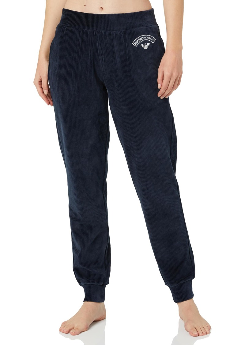 Emporio Armani Women's Ribbed Velour Pants with Cuffs