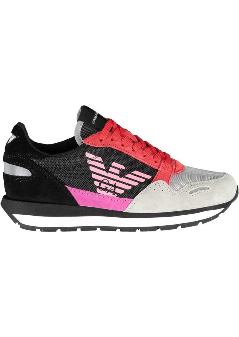 Emporio Armani Women's Sneaker Walking Shoe PLA/RED/BLK+SIL/BK+S