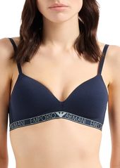 Emporio Armani Women's Stretch Cotton Studs Logoband Padded Triangle Bra