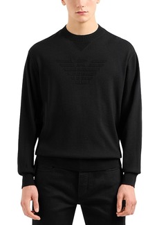 Emporio Armani Wool Logo Jacquard Regular Fit Crewneck Sweater