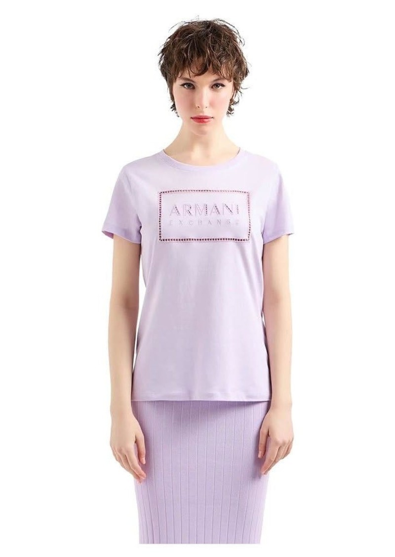 A | X ARMANI EXCHANGE Armani Exchange Women's Embroidered Logo Cotton T-Shirt