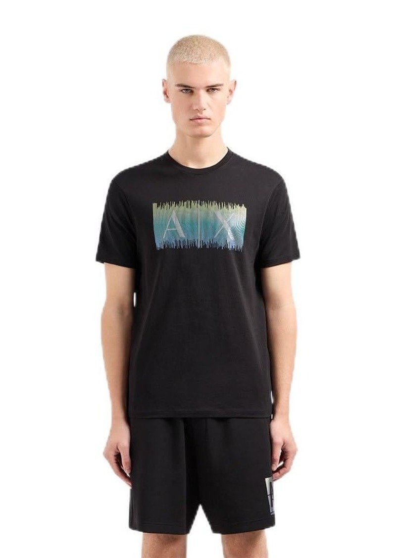 A | X ARMANI EXCHANGE Men's Regular Fit Cotton Colored Lines Box Logo Tee