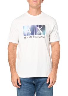 A | X ARMANI EXCHANGE Men's Regular Fit Cotton Gradiant Box Logo Tee Off White