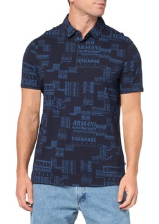 A | X ARMANI EXCHANGE Men's Regular Fit Cotton Jersey Printed All Over Logo Polo