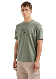 A | X ARMANI EXCHANGE Men's Ribbon AX Logo with Camo Outline Regular Fit Heavy Jersey Tee