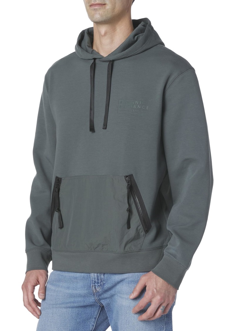 A | X ARMANI EXCHANGE Men's Utility Tape Pullover Hoodie Sweatshirt with Fashion Zippers URBAN CHIC