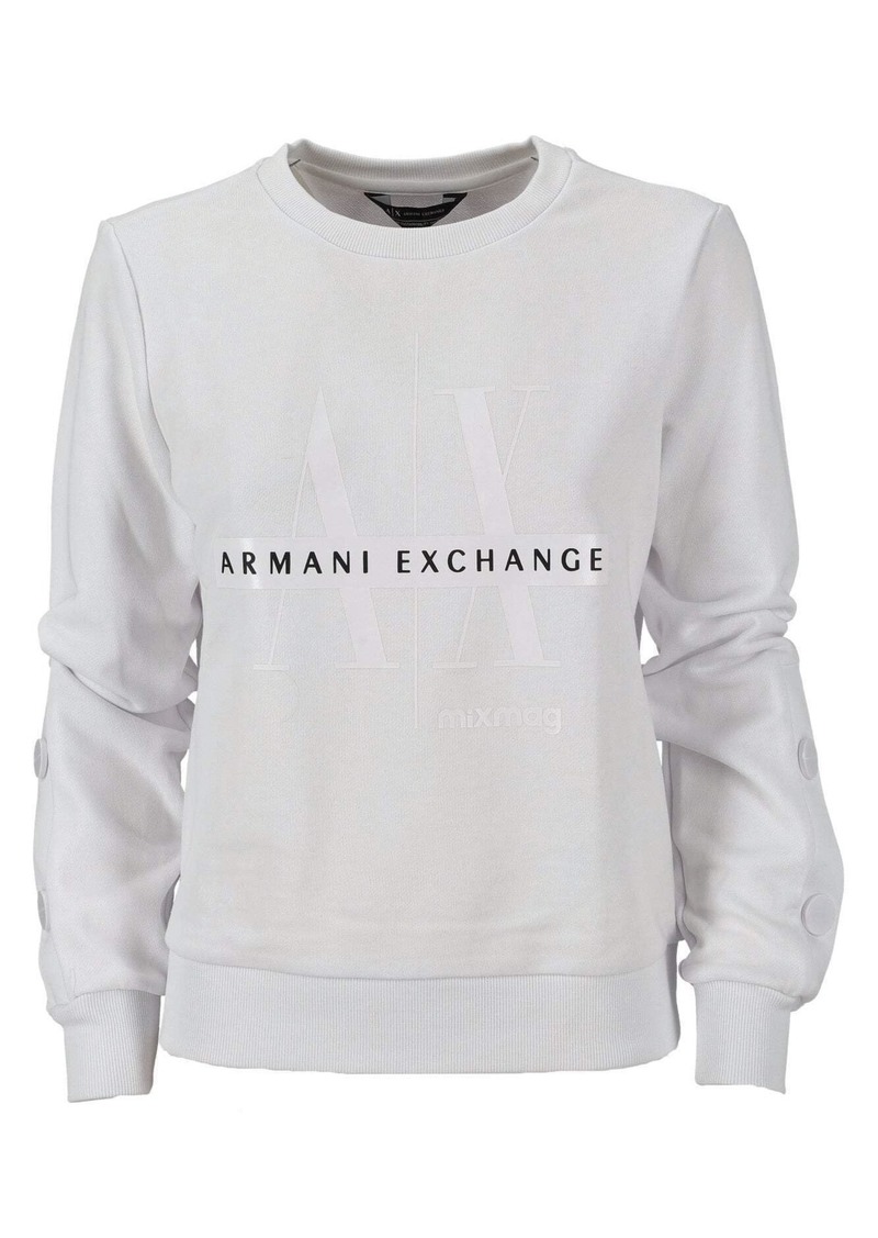 A | X ARMANI EXCHANGE Women's Cotton Limited Edition MixMag Crewneck Pullover Sweatshirt