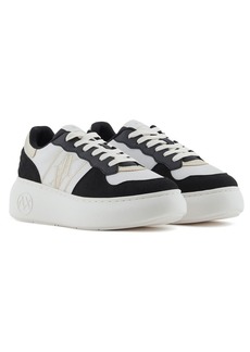 A | X ARMANI EXCHANGE Women's Lace-up Sneakers Black+Off White