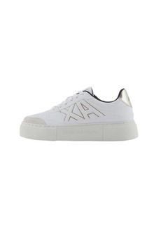 A | X ARMANI EXCHANGE Women's Lace-up Sneakers Op.White+Pale Gold