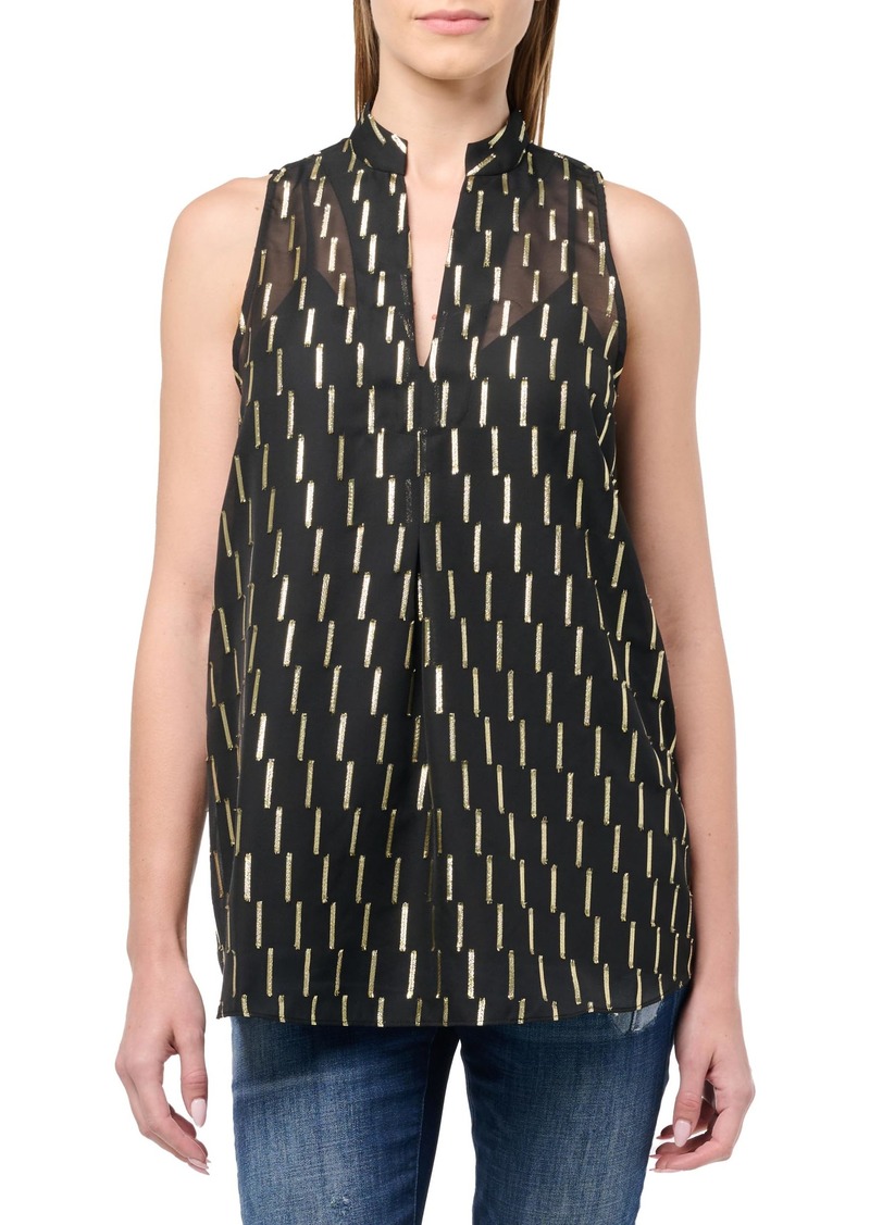 A | X ARMANI EXCHANGE Women's Metallic Jacquard Chiffon Sleeveless Top  XS