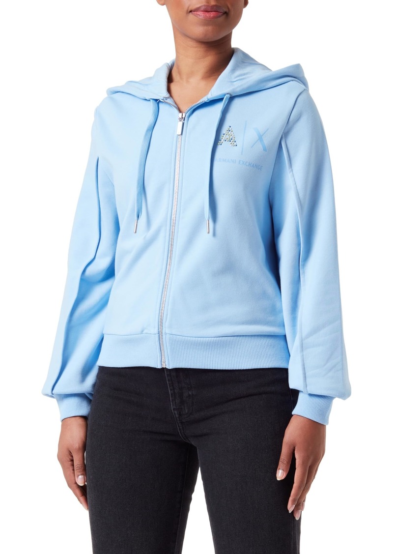 A | X ARMANI EXCHANGE Women's Metallic Logo Zip Up Hooded Sweatshirt