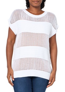 A | X ARMANI EXCHANGE Women's Short Sleeve Knit Mesh Top