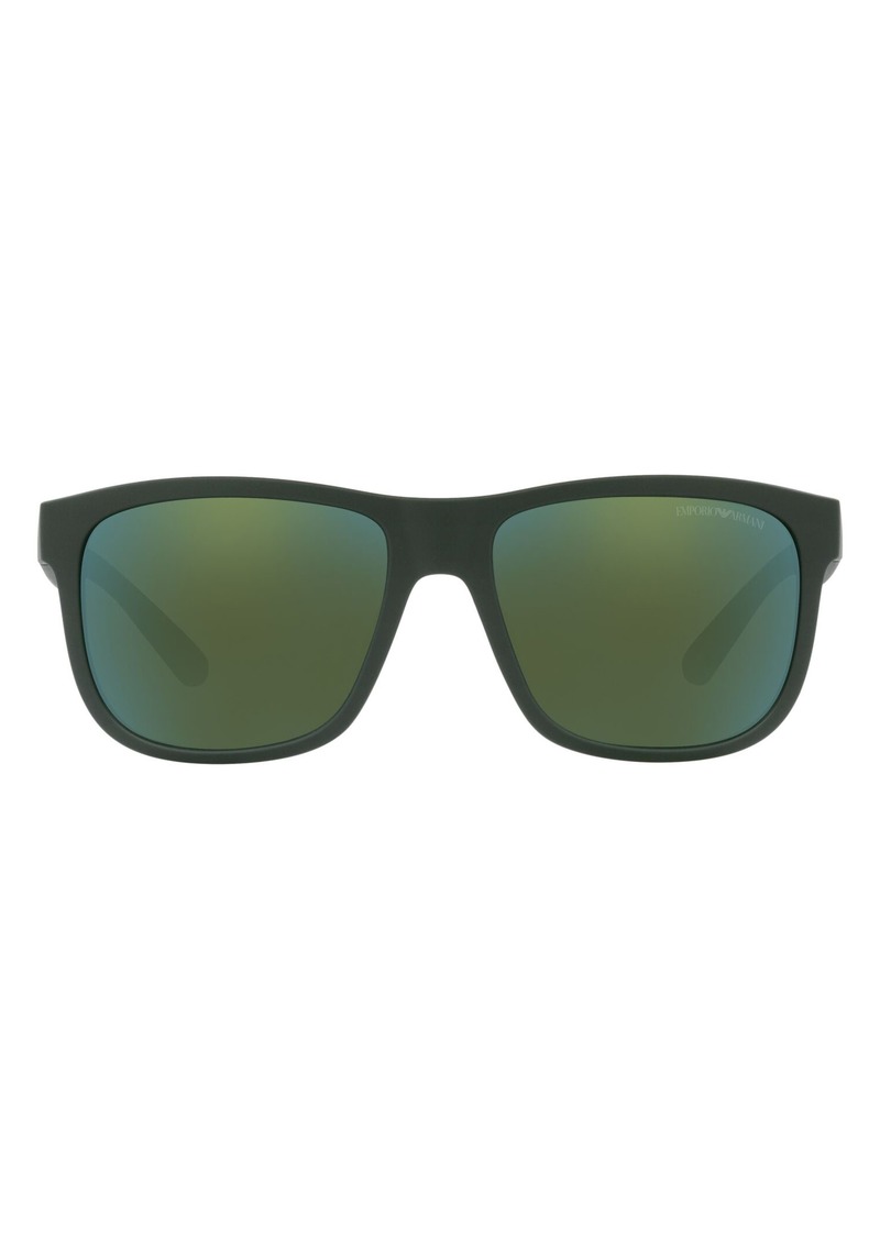 Armani Exchange 57mm Pillow Sunglasses in Matte Green /Green Petrol at Nordstrom Rack