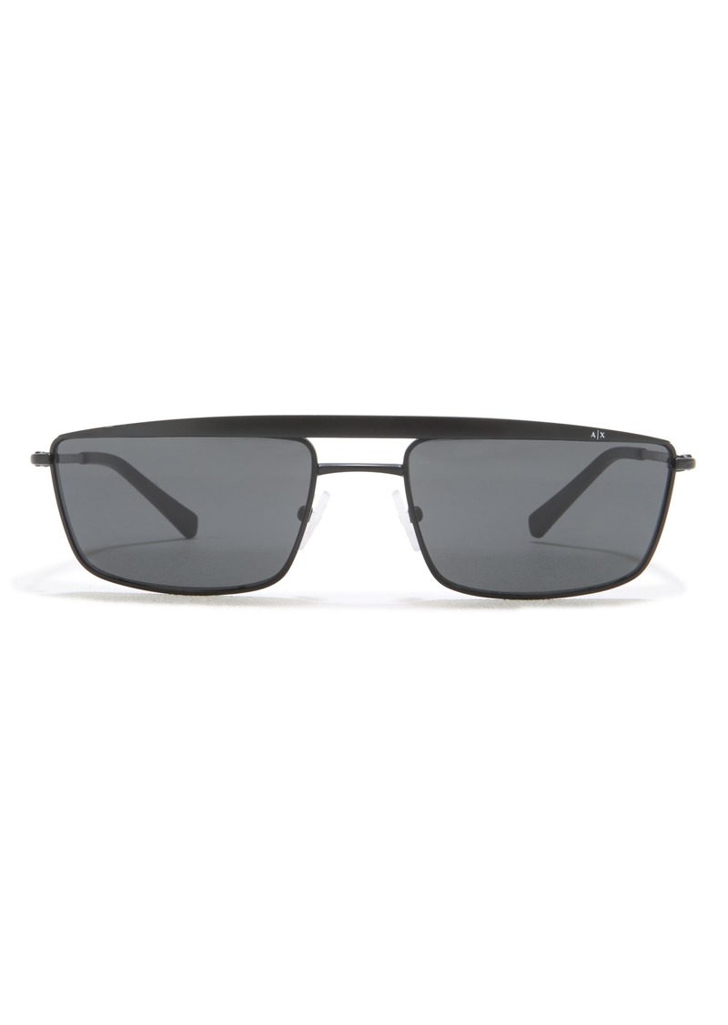 Armani Exchange 58mm Rectangle Sunglasses in Matte Black /Dark Grey at Nordstrom Rack