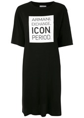 Armani Exchange slogan box print T-shirt dress