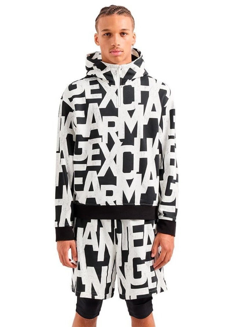 Armani Exchange Men's AX All Over Block Font French Terry Sweatshirt