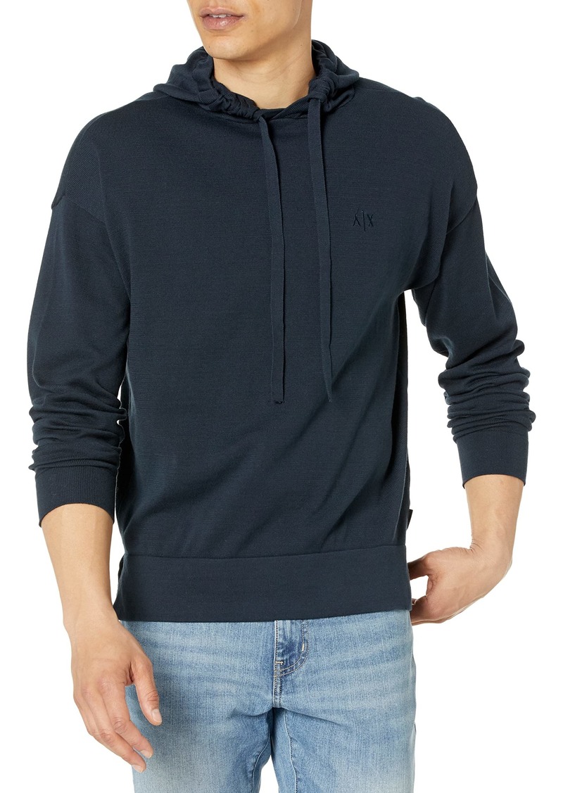 Armani Exchange Men's Cotton Hooded Embroiderd Logo Pullover Extra Small