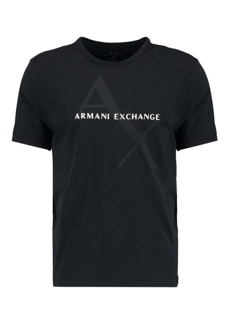 A|X ARMANI EXCHANGE mens Crew Neck Logo Tee T Shirt Quilted Logo   US