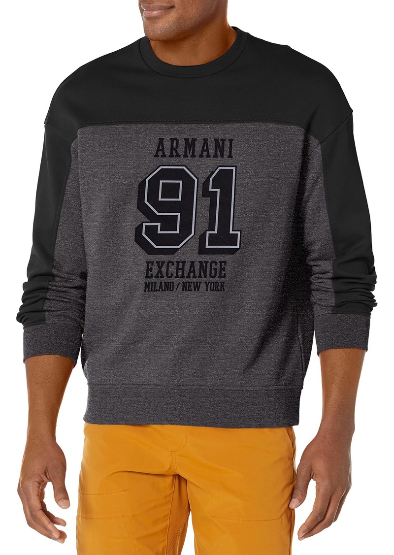 A | X ARMANI EXCHANGE Men's 91 Logo Design Contrasting Sleeve Sweatshirt  S