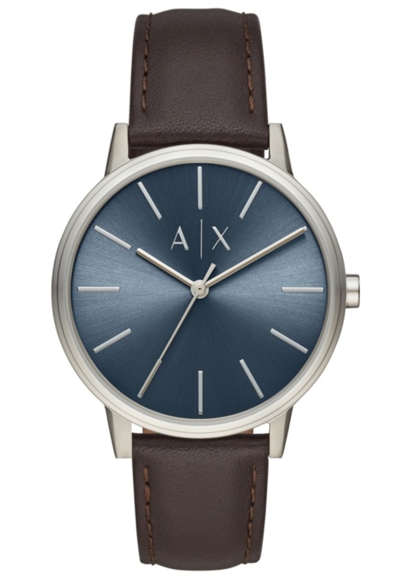armani exchange brown leather watch