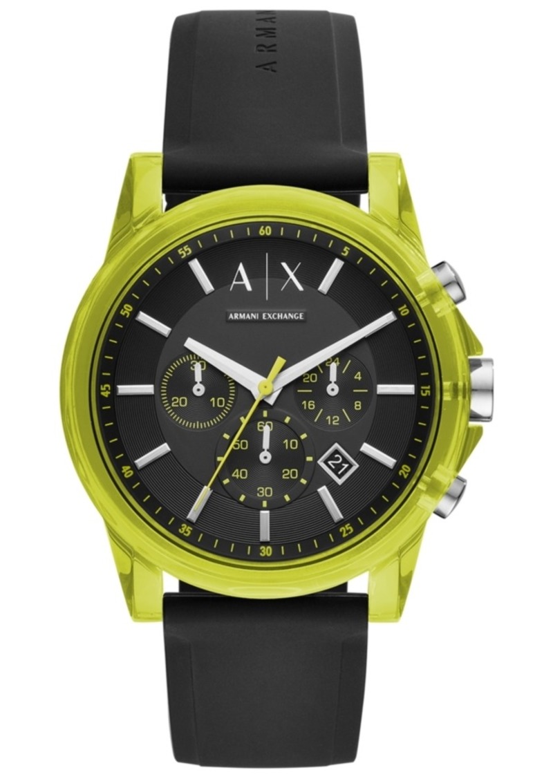 Armani Exchange AX Armani Exchange Men's Chronograph Banks Black Silicone Strap Watch 44mm | Misc Accessories