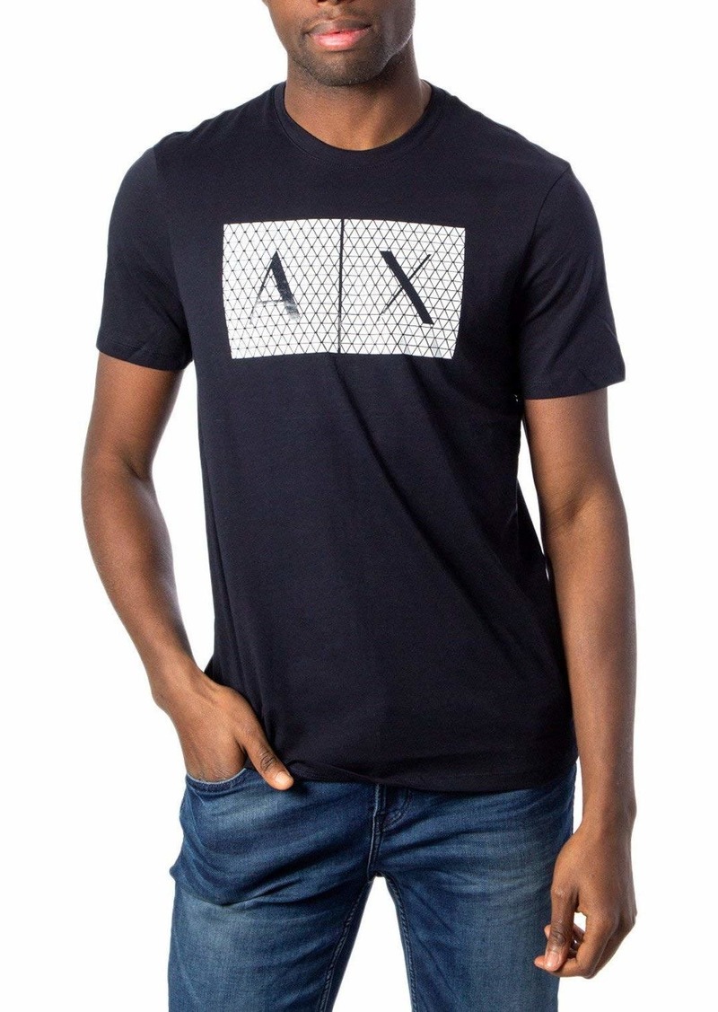 A|X ARMANI EXCHANGE mens Crew Neck Logo Tee T Shirt Grid Logo   US