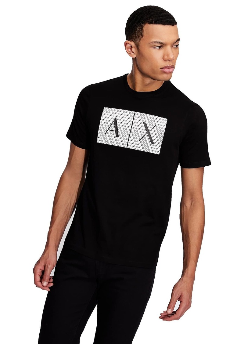 A|X ARMANI EXCHANGE mens Crew Neck Logo Tee T Shirt Grid Logo   US