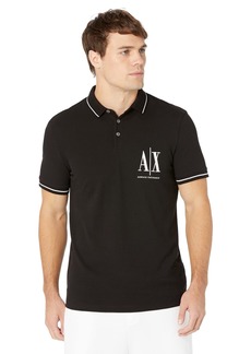 A|X ARMANI EXCHANGE Men's Embroidered Icon Logo Polo Shirt  L