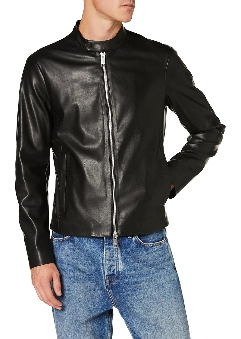 A｜X ARMANI EXCHANGE Men's Fitted Full Zip Eco Leather Jacket  S