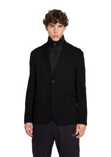 A | X ARMANI EXCHANGE Men's Petite Limited Edition We Beat As One Strech Nylon Blazer with Bib Attached