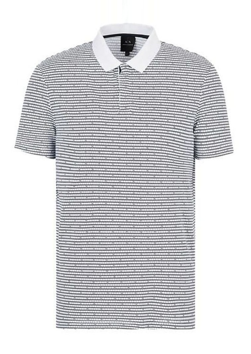 A | X ARMANI EXCHANGE Men's Stretch Cotton Piquet Polo Shirt Navy UED Triangle