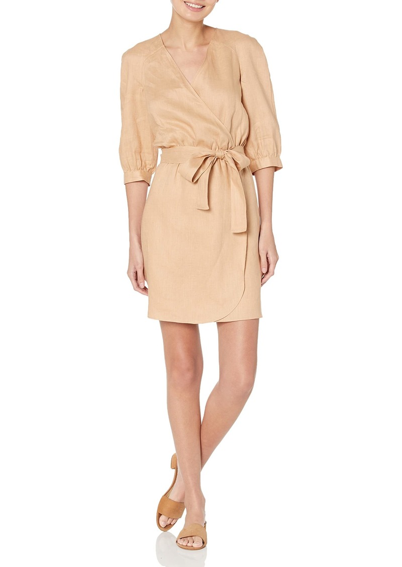 A|X Armani Exchange Women's 3/ Sleeve Linen Wrap Mini Dress