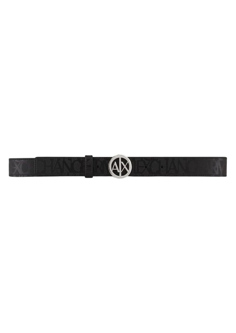 A|X Armani Exchange Women's All-Over Print Round Buckle Logo Belt  L