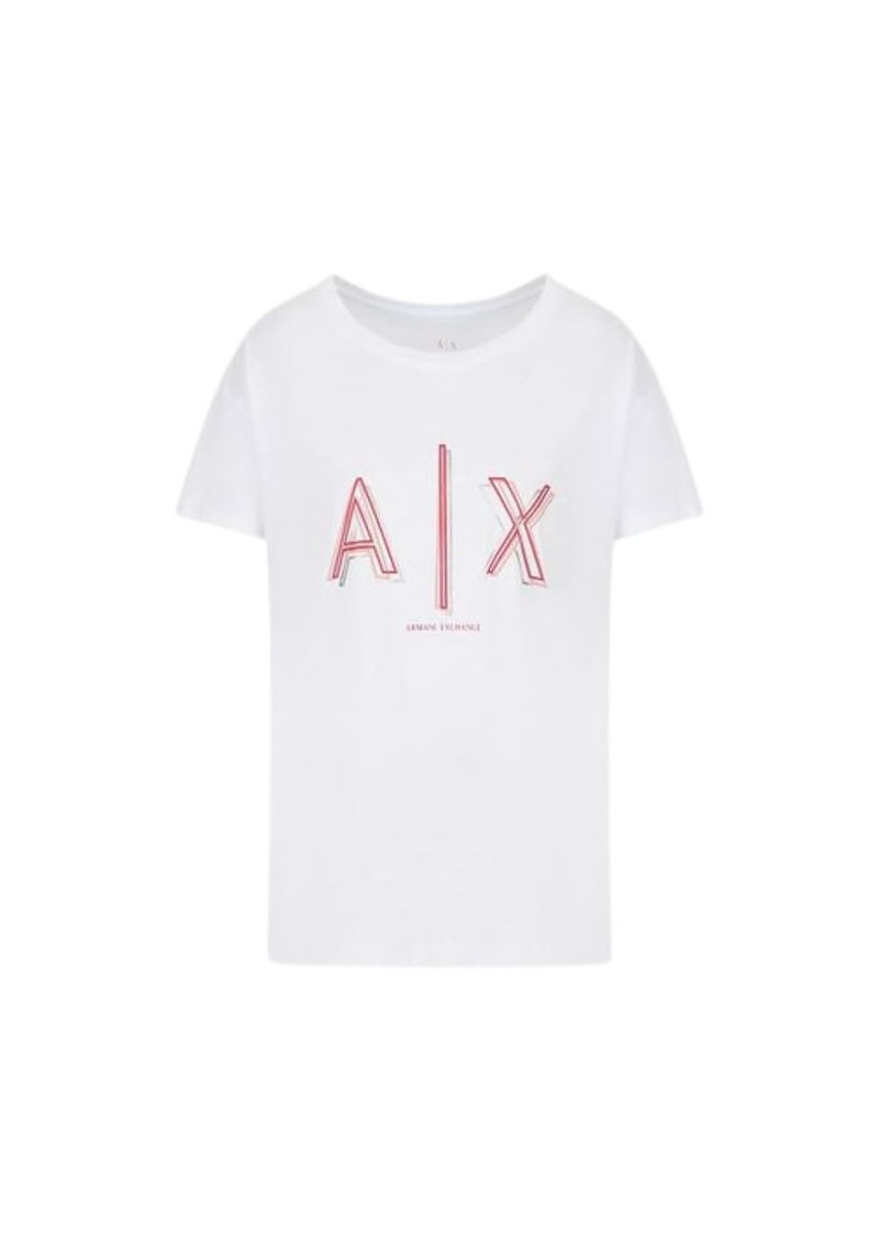 A｜X ARMANI EXCHANGE Women's Boyfriend Fit Super Imposed Corp Logo T-Shirt  Extra Extra Large