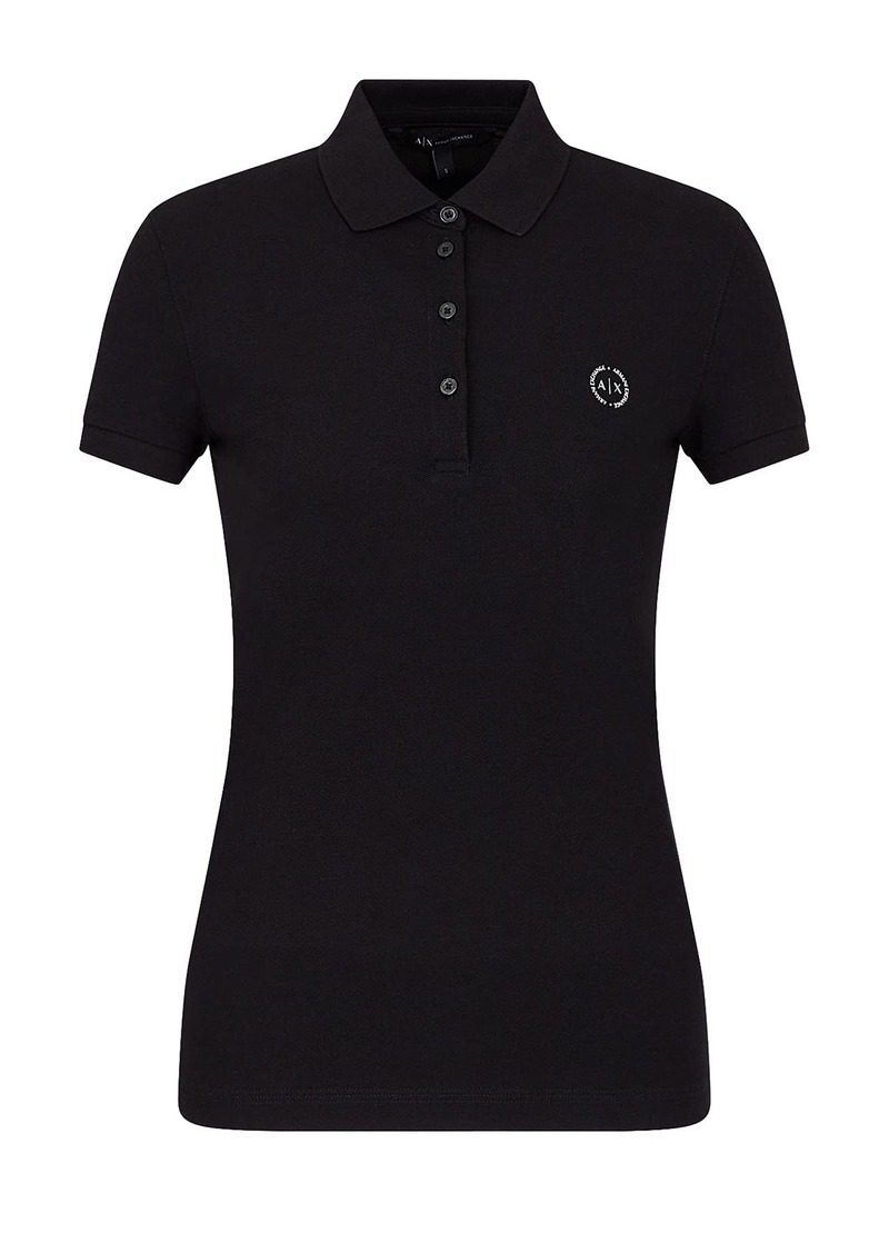 A|X ARMANI EXCHANGE womens Classic Circle Logo Short Sleeve Pique Polo Shirt   US