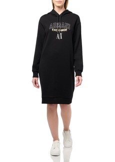 A|X Armani Exchange Women's Collegiate Capsule Metallic Logo Sweatshirt Dress  L
