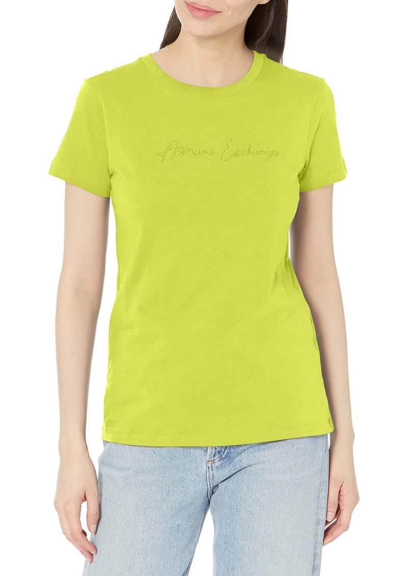 A | X ARMANI EXCHANGE Women's Crew Neck Cursive Embroidered Logo T-Shirt  Extra Small