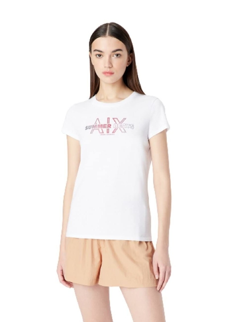 EMPORIO ARMANI Women's Crew Neck Reg Fit Summer Print T-Shirt  Extra Large