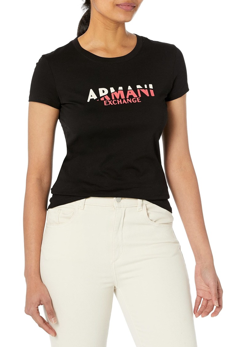 A | X ARMANI EXCHANGE Women's Crew Neck Slim Fit Colorblocked Logo T-Shirt  Extra Extra Large