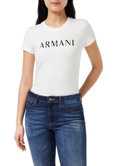 A｜X ARMANI EXCHANGE Women's Crew Neck Slim Fit Plastisol Cursive Logo T-Shirt  Extra Extra Large