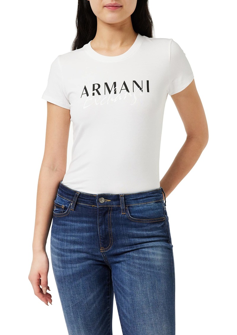 Armani Exchange Women's Crew Neck Slim Fit Plastisol Cursive Logo T-Shirt  Extra Extra Large