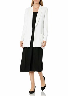 A | X ARMANI EXCHANGE Women's Deconstructed Single Breasted No Button Crepe Blazer Off White